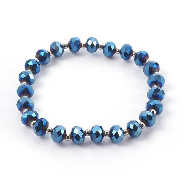 Electroplate Glass Stretch Bracelets