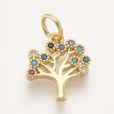 Brass Micro Pave Cubic Zirconia Charms