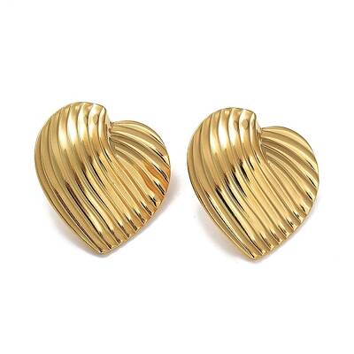 Ion Plating(IP) 304 Stainless Steel Heart Ear Studs for Women