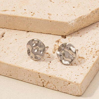 Flat Round Stainless Steel Stud Earrings for Women