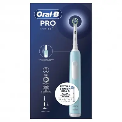 Oral-B Series 1 Blue Rechargeable Electric Toothbrush With 2 Replacement Brush Heads