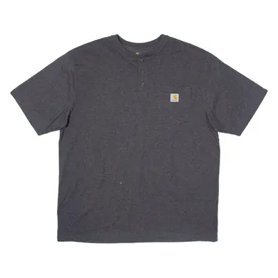 CARHARTT Oversized Mens T-Shirt Grey Button Neck XL