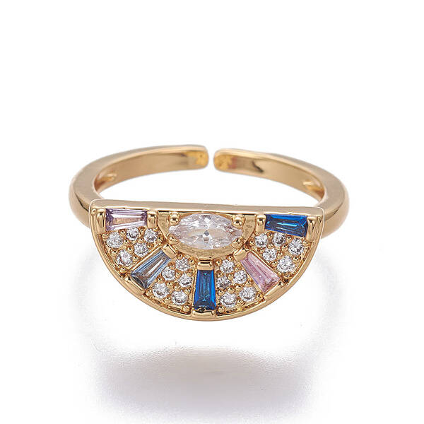Brass Cubic Zirconia Cuff Rings