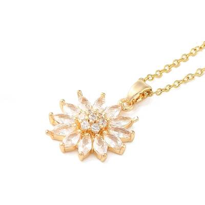 Brass Micro Pave Cubic Zirconia Pendant Necklaces for Women