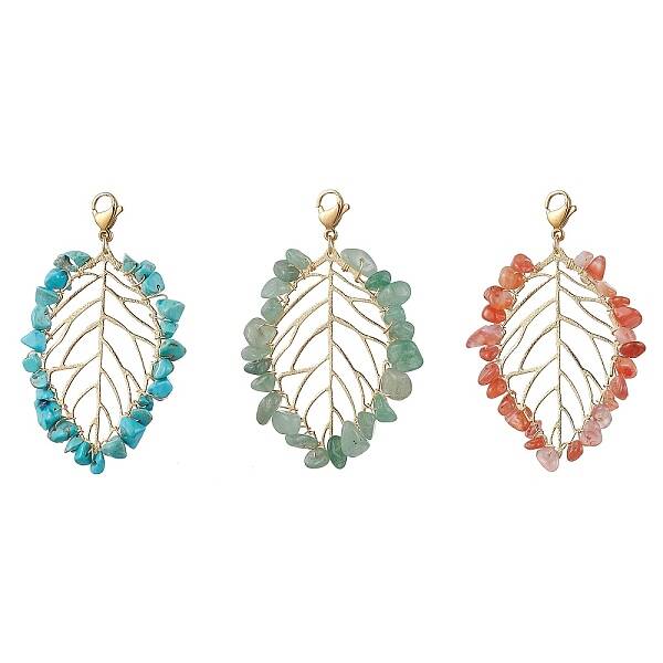 Gemstone Leaf Pendant  Decorations