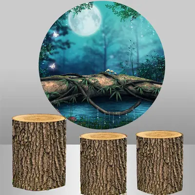 Aperturee Moon Natural Forest Wonderland Round Backdrop Kit | Circle Party Backdrop | Circle Background For Party | Custom Ci...