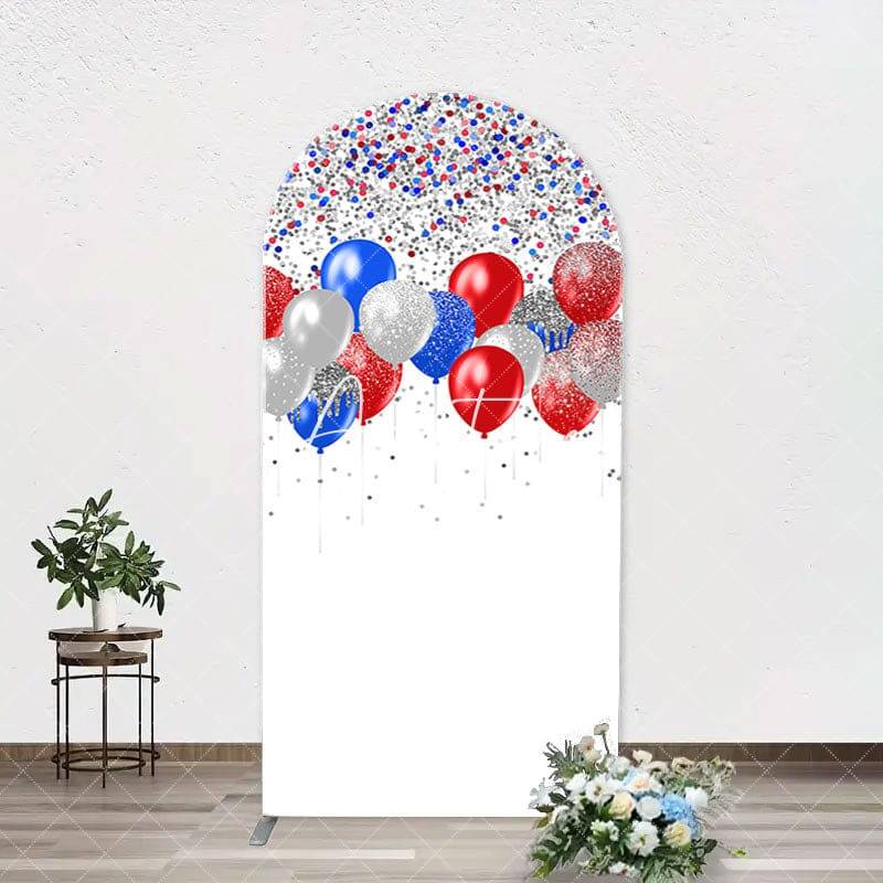 Red Blue Sparkling Arch Independence Day Backdrop