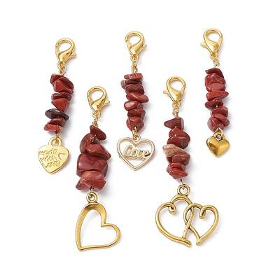 Valentine's Day Natural Red Jasper Chip Pendant Decorations