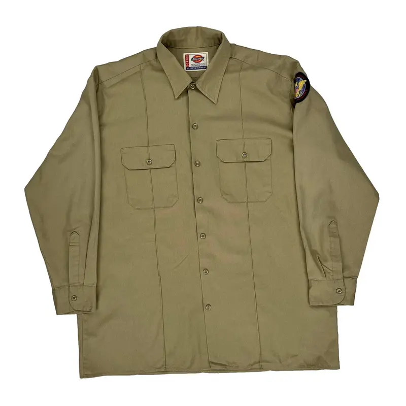 Dickies Shirt - XL Khaki Polyester Blend