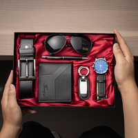 Father’s Day Exclusive Gift – Gifts under $50– Luxurious 7-Piece Black Set (Belt + Wallet + Watch + Keychain + Pen + Su...
