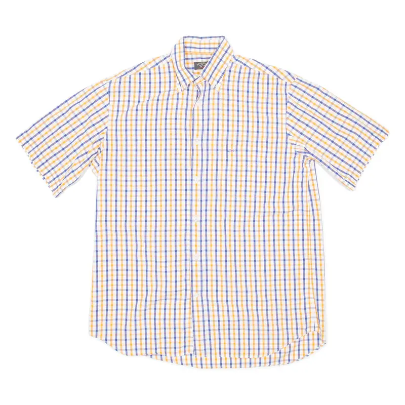 PAUL & SHARK Mens Shirt Orange Check L