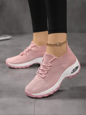 Women's Summer 2024 Casual Lace Up Low Top Running Shoes, Sporty Lightweight Breathable Comfortable Sneakers, Female Round To...