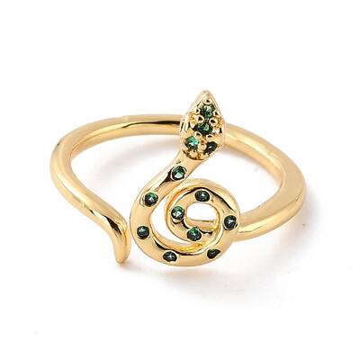 Spiral Snake Cubic Zirconia Cuff Rings