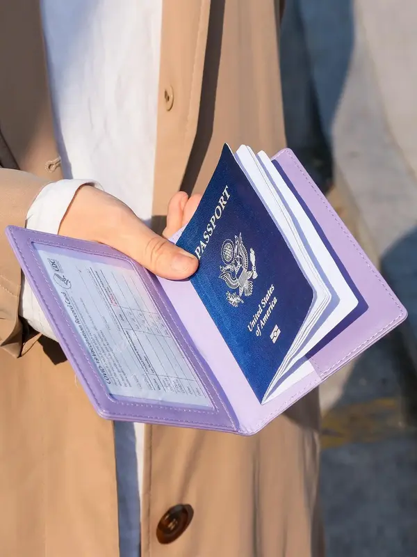 Letter Pattern Pu Leather Passport Case, Fashion Multi-card Slot Multi-card Slot, Waterproof Travel Document Organizer with L...