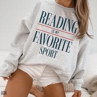 Reading is my favorite sport Sweatshirt, Vintage Reading, Booklover gift, Bookish, Librarian Sweatshirt, Bookworm, Reader Gif...