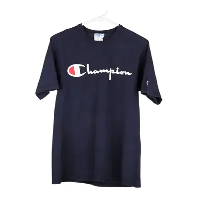 Champion Spellout T-Shirt - Small Blue Cotton
