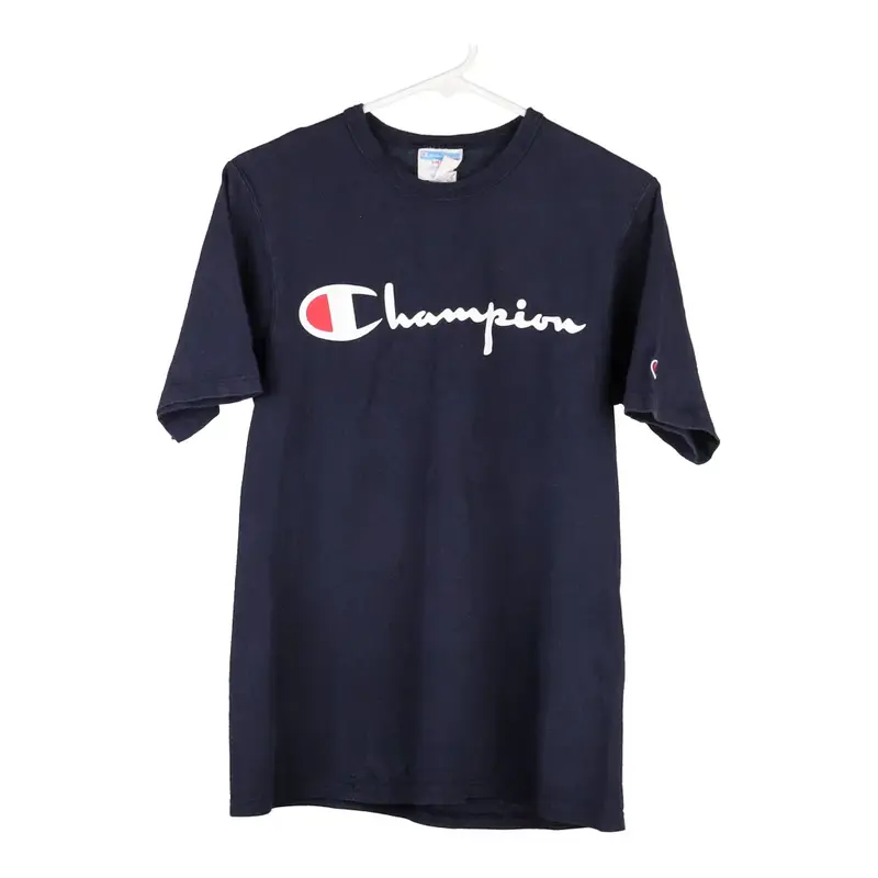 Champion Spellout T-Shirt - Small Blue Cotton