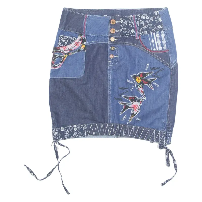 JOE BROWN Womens Straight Skirt Blue Short Patchwork UK 10
