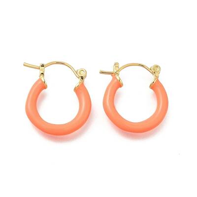 Brass Enamel Hoop Earrings for Women