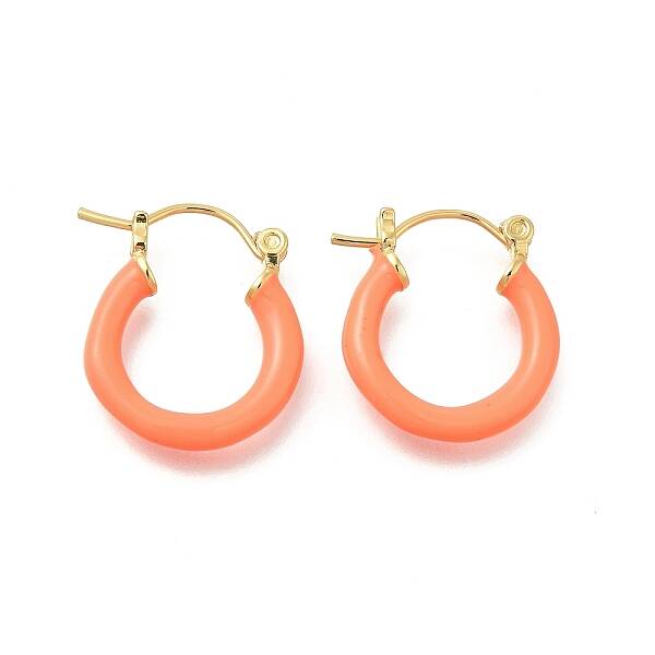 Brass Enamel Hoop Earrings for Women