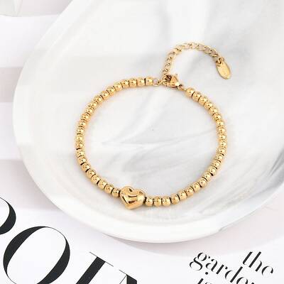 304 Stainless Steel Beaded Stretch Bracelets for Women