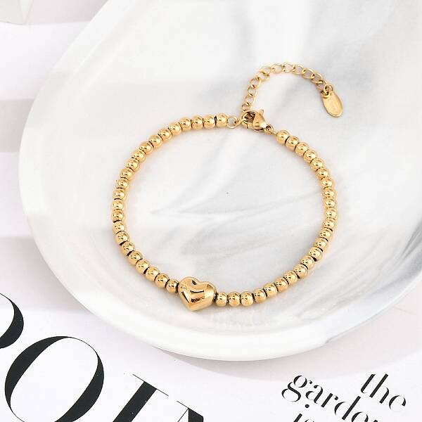 304 Stainless Steel Beaded Stretch Bracelets for Women
