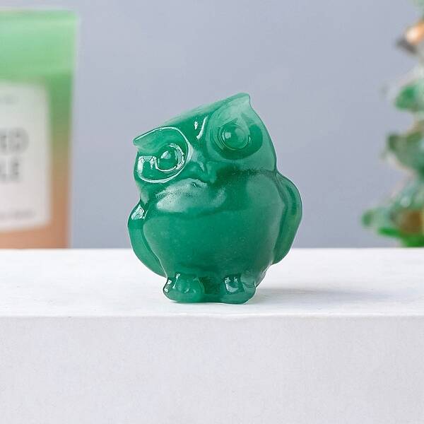 Natural Green Aventurine Carved Healing Owl Figurines