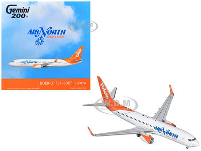 Boeing 737-800 Commercial Aircraft Air North (C-FNYA) White with Orange Tail Gemini 200 Series 1/200 Diecast Model Airpla...