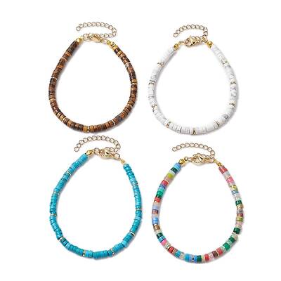 Natural & Synthetic Mixed Gemstone Heishi Beaded Bracelets