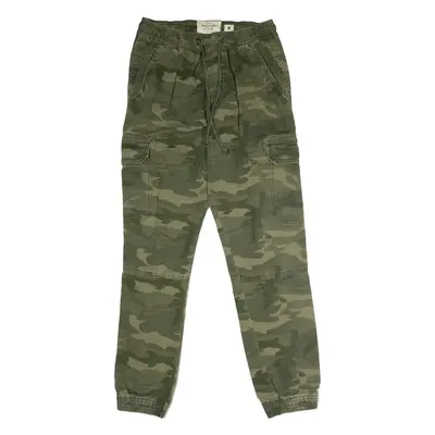 ABERCROMBIE & FITCH Cuffed Camouflage Cargo Womens Twill Trousers Green Straight W30 L30