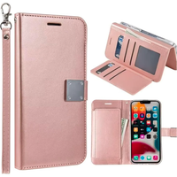 Entronix Case for Apple iPhone 16E, 16/15/14/13/12/11/XR - Foldable Wallet Cover & Card Holder with Lanyard, Protective Smart...