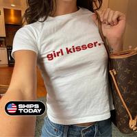 Girl Kisser Baby Tee  Summer Outfits Funny Pride Shirt Trendy Shirt LGBTQ