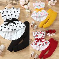 Ready Stock 18m-6t Baby Girls Clothes Polka Dot Print Belted Sleeveless Stand Collar Tops Elastic Long Pants 2Pcs Outfits 312...