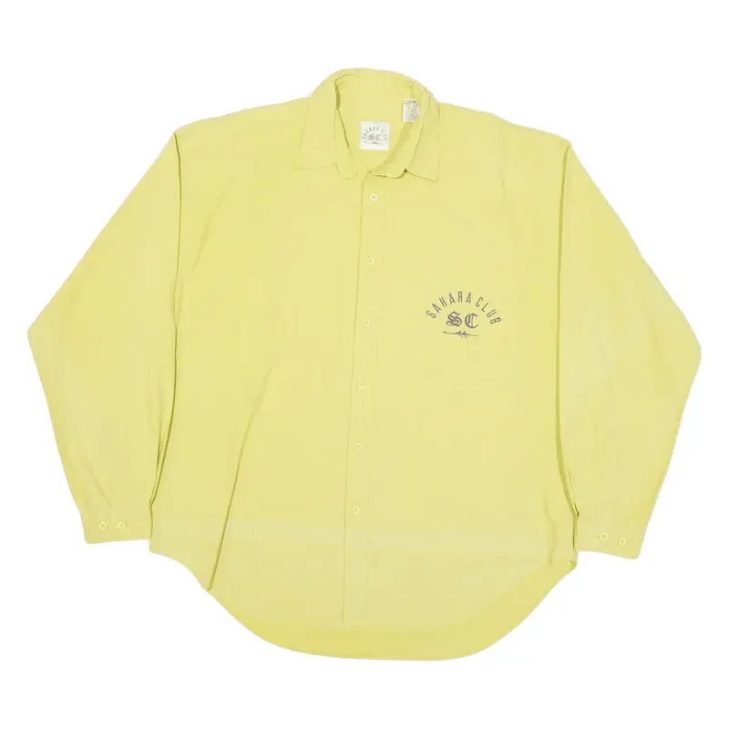 SAHARA CLUB Mens Plain Shirt Yellow Long Sleeve M