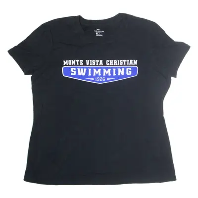 NIKE Monte Vista Christian Swimming T-Shirt Blue Short Sleeve Womens M