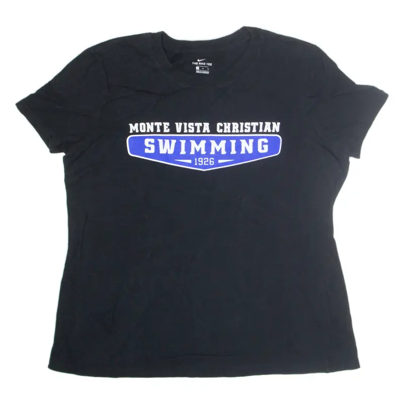NIKE Monte Vista Christian Swimming T-Shirt Blue Short Sleeve Womens M