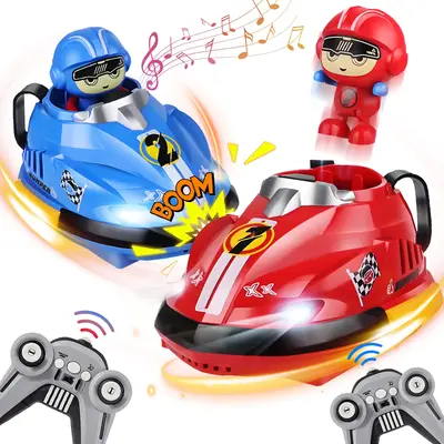 Remote Control Bumper Cars for Kids, 2 Pack RC Car Toys Switchable Speeds with Music & Lights, Birthday Gifts for Boys Girls ...