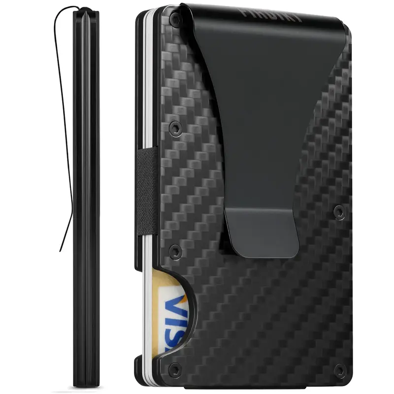 Carbon Fiber Wallet, Metal Money Clip Wallet, Minimalist Wallet for Men, Slim Aluminum Holder Pocket Cash Credit Card Holder ...