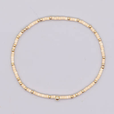 Bohemian Style Rainbow Glass & Brass Beaded Handmade Fashion Women's Bracelet