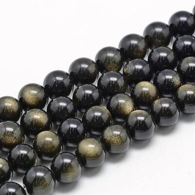 Natural Golden Sheen Obsidian Beads Strands