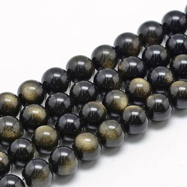 Natural Golden Sheen Obsidian Beads Strands
