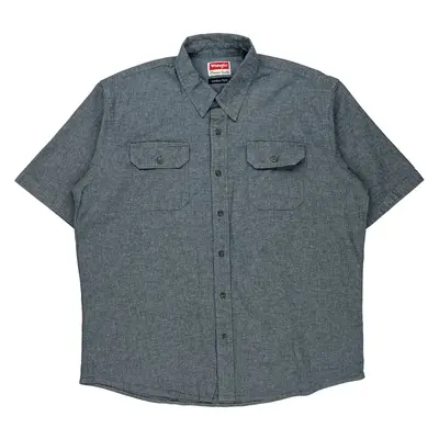 Wrangler Short Sleeve Shirt - XL Grey Cotton Blend