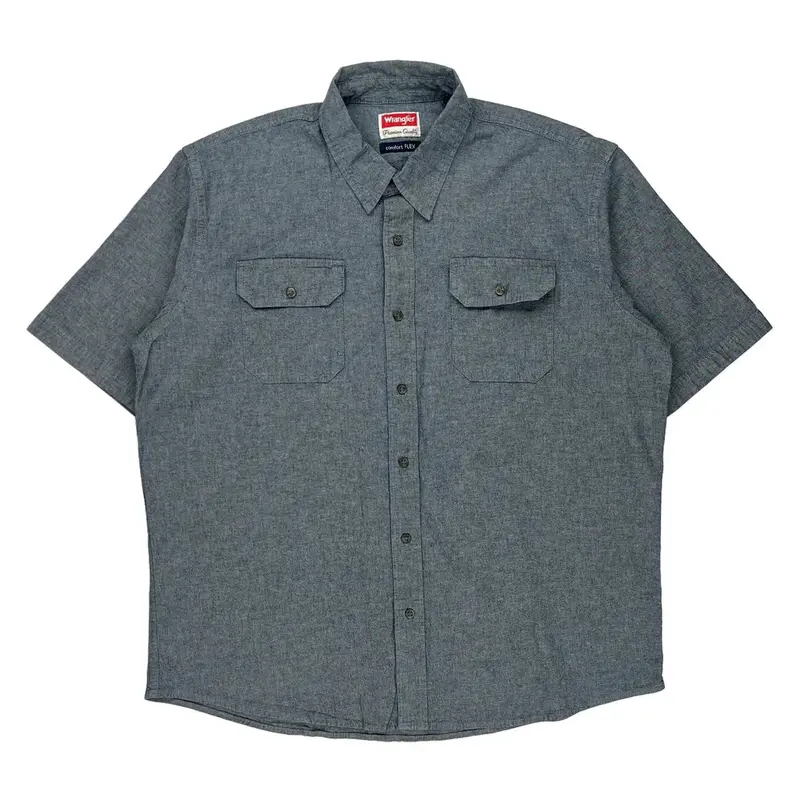 Wrangler Short Sleeve Shirt - XL Grey Cotton Blend
