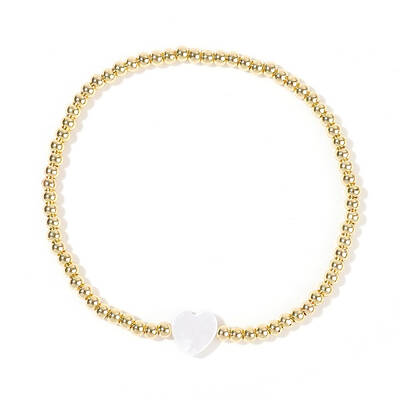Shell & Brass Beaded Stretch Bracelets for Women