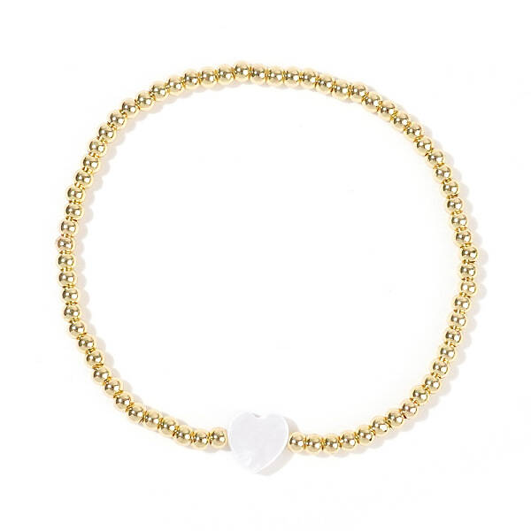 Shell & Brass Beaded Stretch Bracelets for Women