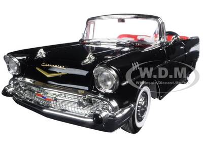 1957 Chevrolet Bel Air Convertible Black 1/18 Diecast Model Car by Road Signature