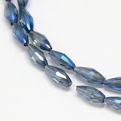Electroplate Crystal Glass Rice Beads Strands