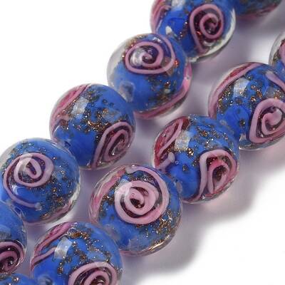 Handmade Gold Sand Lampwork Beads Strands