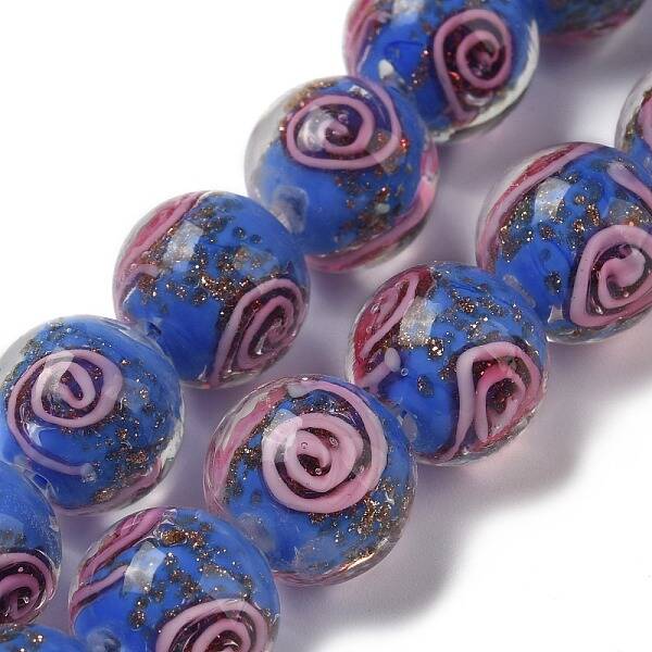 Handmade Gold Sand Lampwork Beads Strands