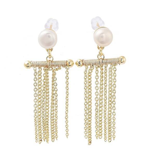Natural Pearl Tassel Stud Earrings
